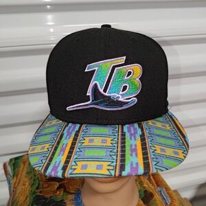 New Era 9FIFTY MLB Tampa Bay Devil Rays Embroidered Aztec Visor Snapback Hat Cap